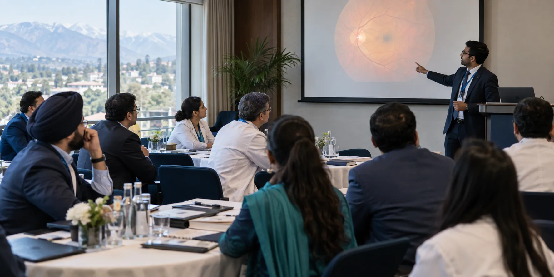 Ophthalmologists attending a scientific presentation.